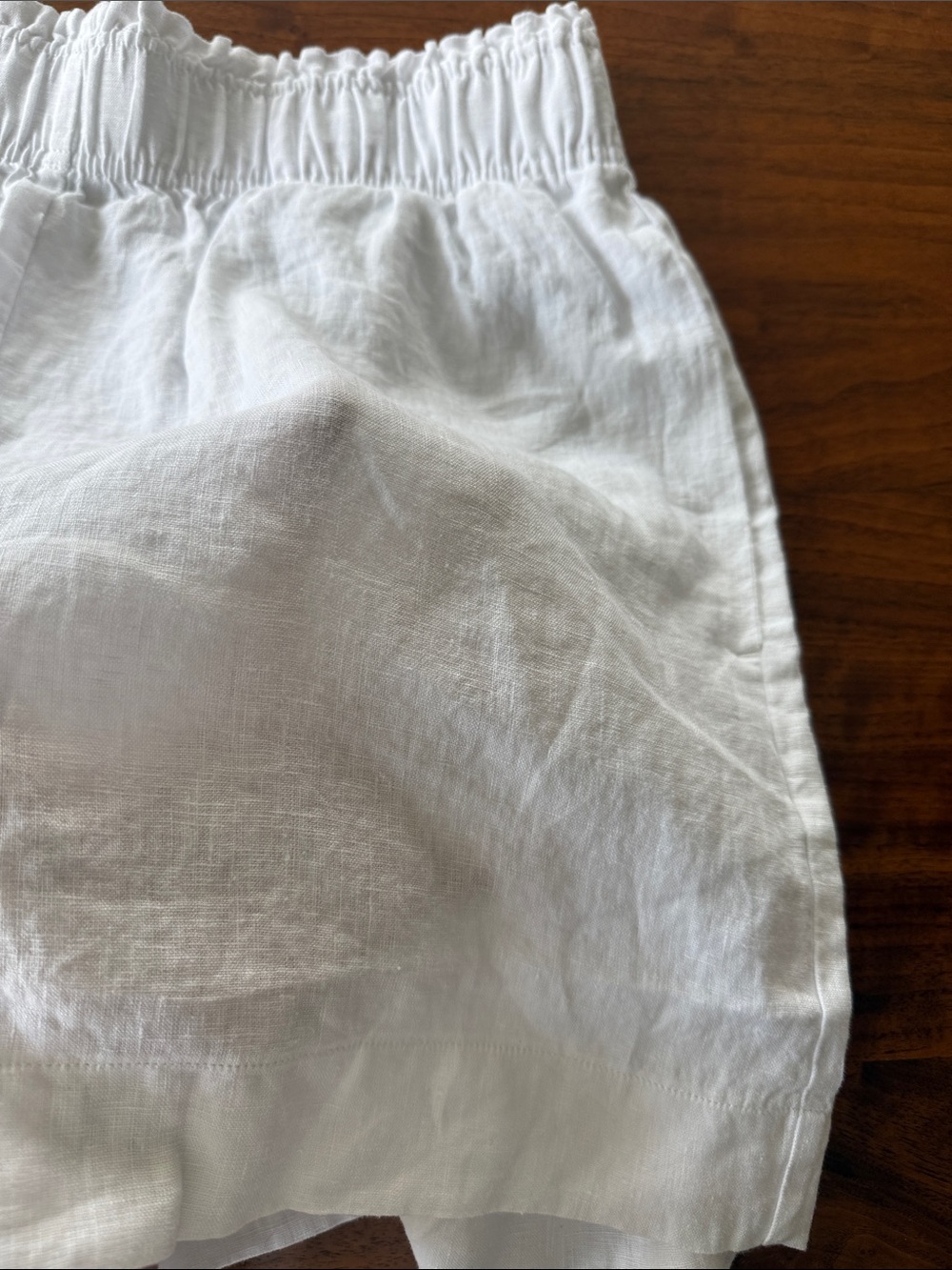 Quince White Linen Blend Elastic Waist Shorts - Picture 5 of 9